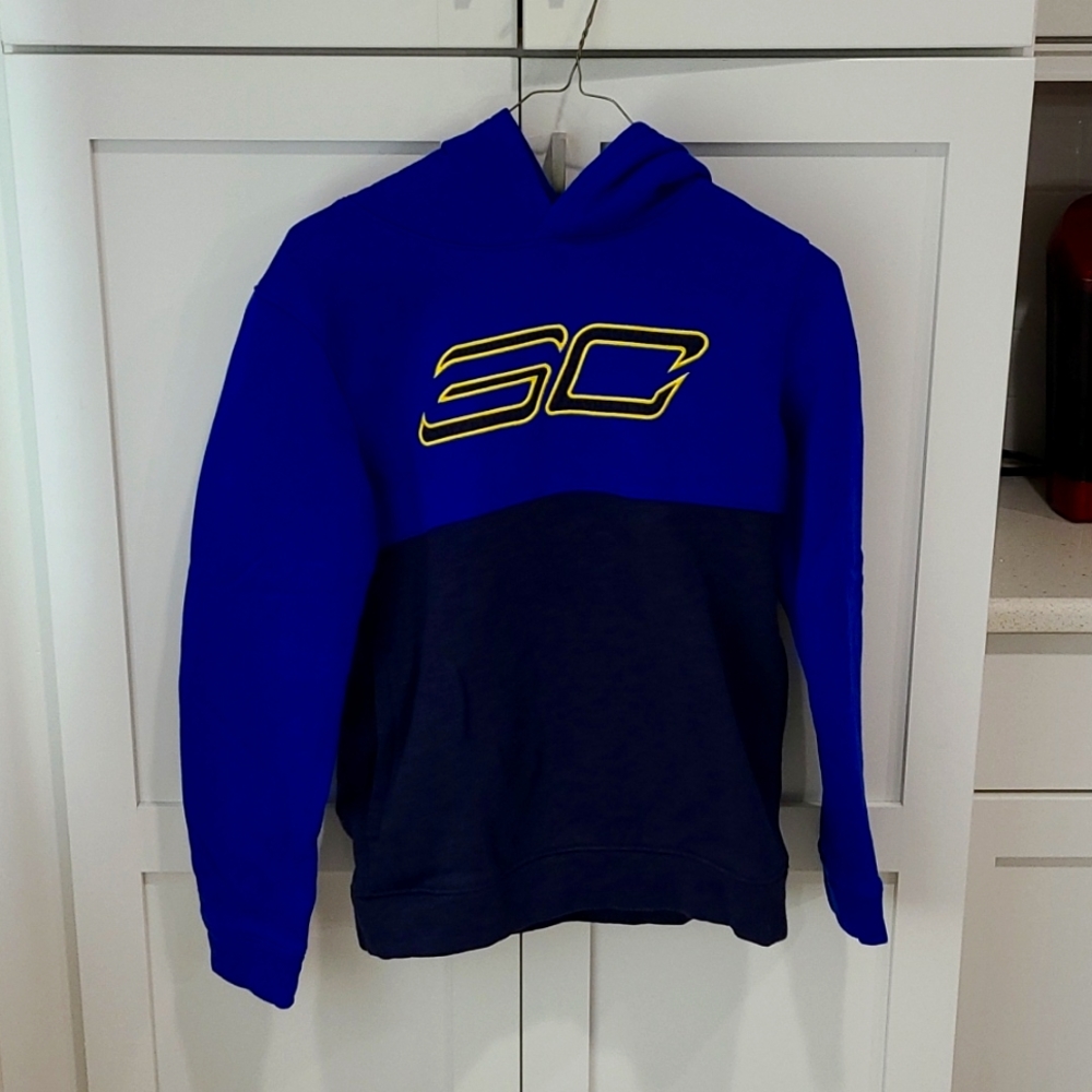 Under Armour Kids Boys' SC30 Top Gun Colorblocked Blue Hoodie Youth Large